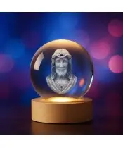 3D Religiöse Kristallkugel Jesus in der Dornenkrone