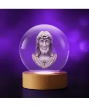 3D Religiöse Kristallkugel Jesus in der Dornenkrone