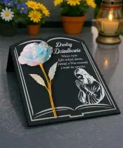 Premium Book Statuette 22 cm With Holographic Eternal Rose For Grave