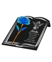 Premium Book Statuette 22 cm With Blue Eternal Rose For Grave