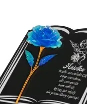 Premium Book Statuette 22 cm With Blue Eternal Rose For Grave