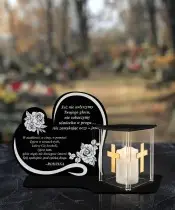 Kerze mit Widmung Premium Herzhaus LED Kerze für Friedhof Grab