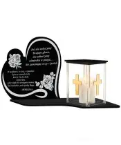 Kerze mit Widmung Premium Herzhaus LED Kerze für Friedhof Grab