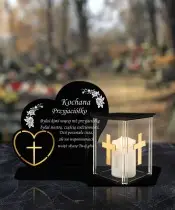 Kerze mit Premium Widmung Herzhaus LED Kerze für Friedhof Grab