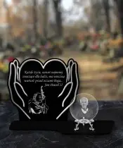 Premium Kerze Silber Hände Statuette Kristallkugel 3D Foto für Grab