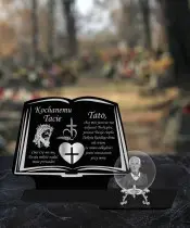 Premium Candle Statuette Book Silver Crystal Ball 3D Photo For Grave