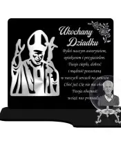 Znicz Premium Statuetka Papież Srebrna Kryształowa Kula Zdjęcie 3D Na Grób