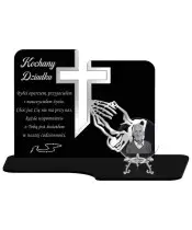 Premium Candle Statue Cross Silver Crystal Ball 3D Photo For Grave