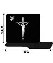 Znicz Premium Statuetka Krzyż Jezus Srebrna Kryształowa Kula Zdjęcie 3D Na Grób