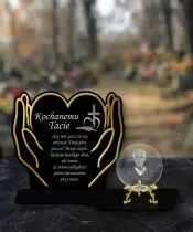 Premium Kerze Statuette Goldene Hände Kristallkugel 3D Foto für Grab