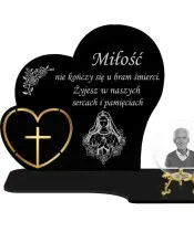 Premium Candle Golden Heart Statuette Crystal Ball 3D Photo For Grave