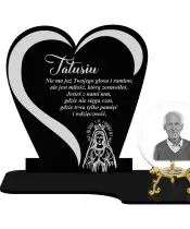 Premium Candle Statuette Heart Gold Crystal Ball 3D Photo For Grave