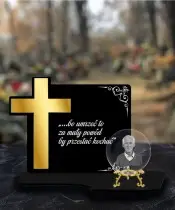 Premium Candle Golden Cross Crystal Ball 3D Photo For Grave