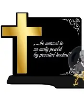 Premium Candle Golden Cross Crystal Ball 3D Photo For Grave