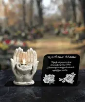 Premium Candle Led Statuette Figurine Plaster Hands 18 cm For Grave
