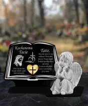 Premium Candle Statuette Book Figurine Plaster Angel For Grave Cemetery