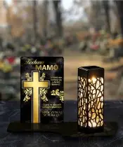 Premium Eternal Solar Candle Golden Cross for the Tomb of All Saints