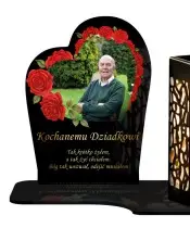 Eternal Solar Candle Roses with Premium Photo for All Saints' Grave