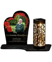 Eternal Solar Candle Roses with Premium Photo for All Saints' Grave