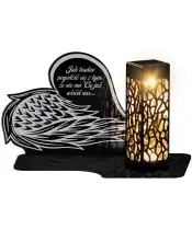 Solar LED Candle Premium Angel Wing Statuette for All Saints' Day