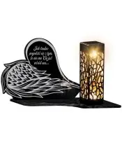 Solar LED Kerze Premium Engelsflügel Statuette zu Allerheiligen