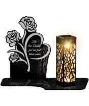 Solar LED Candle Premium Statuette Roses for All Saints' Day