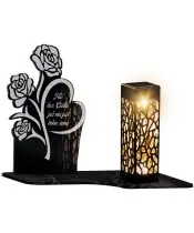 Solar LED Candle Premium Statuette Roses for All Saints' Day