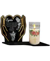 Premium Candle Led Statue Hands Candle We Remember at the Cemetery