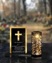 copy of Premium Kerze Goldenes Kreuz Kristallkugel 3D Foto für Grab