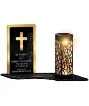 copy of Premium Kerze Goldenes Kreuz Kristallkugel 3D Foto für Grab