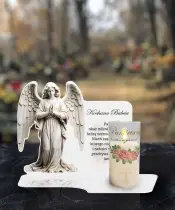 Premium Candle Statue Led Heart Candle We Remember at the Cemetery