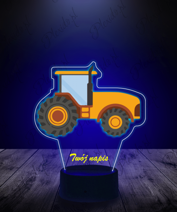 lampka_led_3d_plexido_z_nadrukiem_traktor_żółty