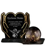 Solarkerze LED Kugel Premium Statuette Goldene Hände zu Allerheiligen