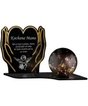 Solarkerze LED Kugel Premium Statuette Goldene Hände zu Allerheiligen