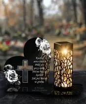 Premium Solar LED Candle Roses Black and White for All Saints' Day