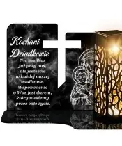 Znicz Solarny LED Premium Krzyż Marmur Na Wszystkich Świętych