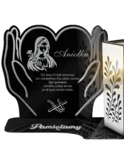 copy of Large Solar Candle XL 18 cm Premium Heart In Hands Silver For Cemetery
