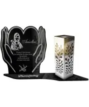 copy of Große Solarkerze XL 18cm Premium Herz in Händen Silber für Friedhof