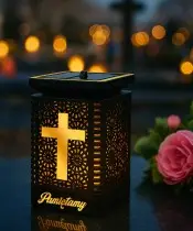 Znicz Solarny LED Premium Lampion Na Grób Wszystkich Świętych
