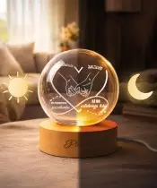 Kryształowa Kula 3D Prezent Na Walentynki Serce Dłonie