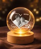 Kryształowa Kula 3D Prezent Na Walentynki z Waszym Zdjęciem