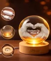 Kryształowa Kula 3D Prezent Na Walentynki Kocham Cię Misiu
