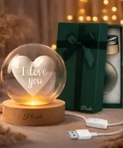 3D-Kristallkugel-Herz als Valentinstagsgeschenk: Ich liebe dich