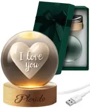 3D-Kristallkugel-Herz als Valentinstagsgeschenk: Ich liebe dich