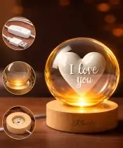 3D-Kristallkugel-Herz als Valentinstagsgeschenk: Ich liebe dich