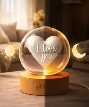 3D-Kristallkugel-Herz als Valentinstagsgeschenk: Ich liebe dich