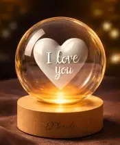 3D-Kristallkugel-Herz als Valentinstagsgeschenk: Ich liebe dich