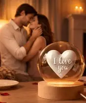 3D-Kristallkugel-Herz als Valentinstagsgeschenk: Ich liebe dich