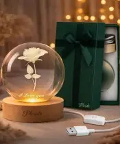 Kryształowa Kulka 3D Róża Dla Ukochanej I Love You