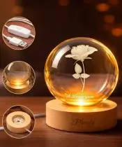 Kryształowa Kulka 3D Róża Dla Ukochanej I Love You